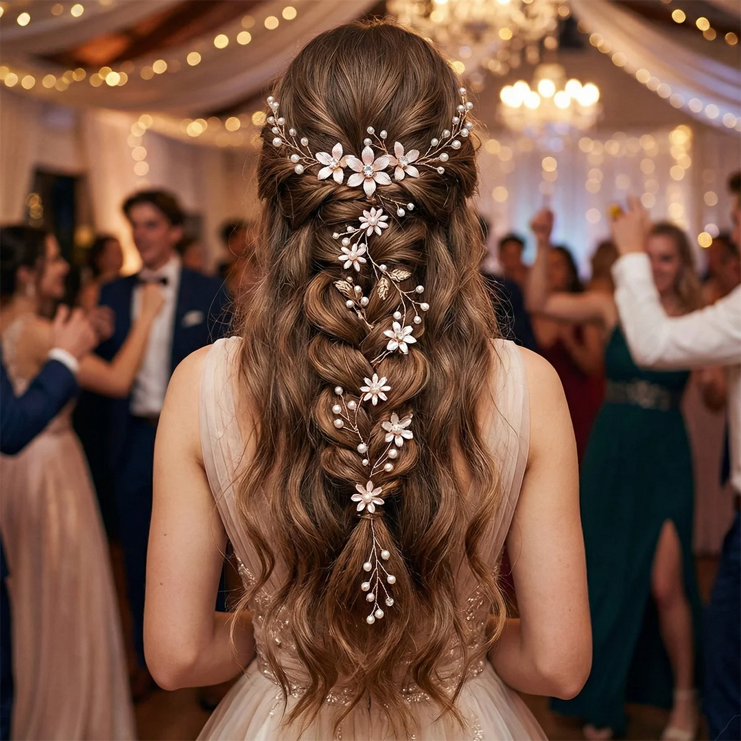 Épingle à Cheveux pour Mariage en Style Bohème Dorée – Élégance Naturelle