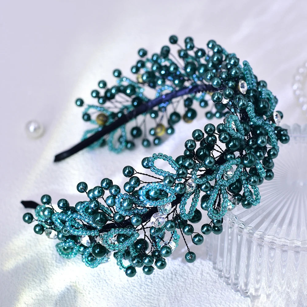 Serre-tête de mariage avec perles et cristaux