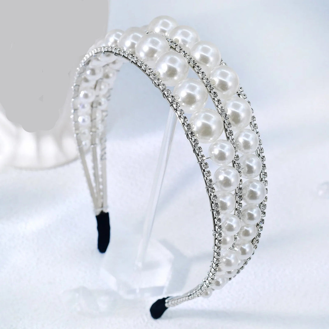Serre-tête de mariage avec perles et strass élégant pour femme
