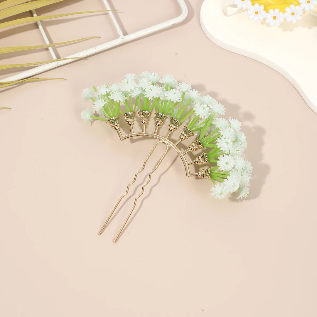 Épingle à cheveux fleurs marguerite blanc bohème chic