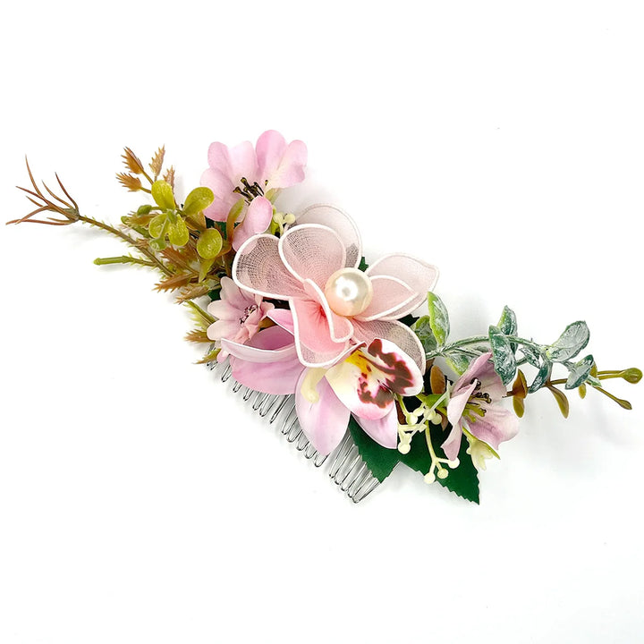 Peigne à Cheveux Fleurs Stabilisées rose