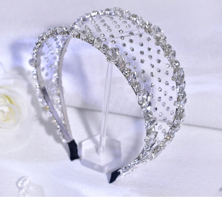 Serre-tête de mariage avec strass et voile élégant pour femme