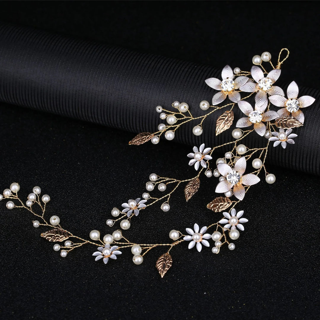 Épingle à cheveux fantaisie fleurs et perles