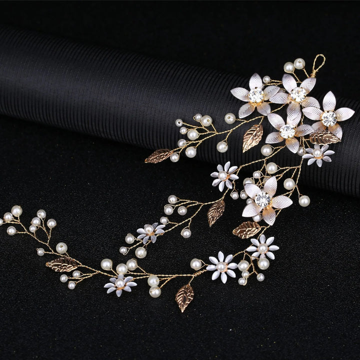 Épingle à cheveux fantaisie fleurs et perles