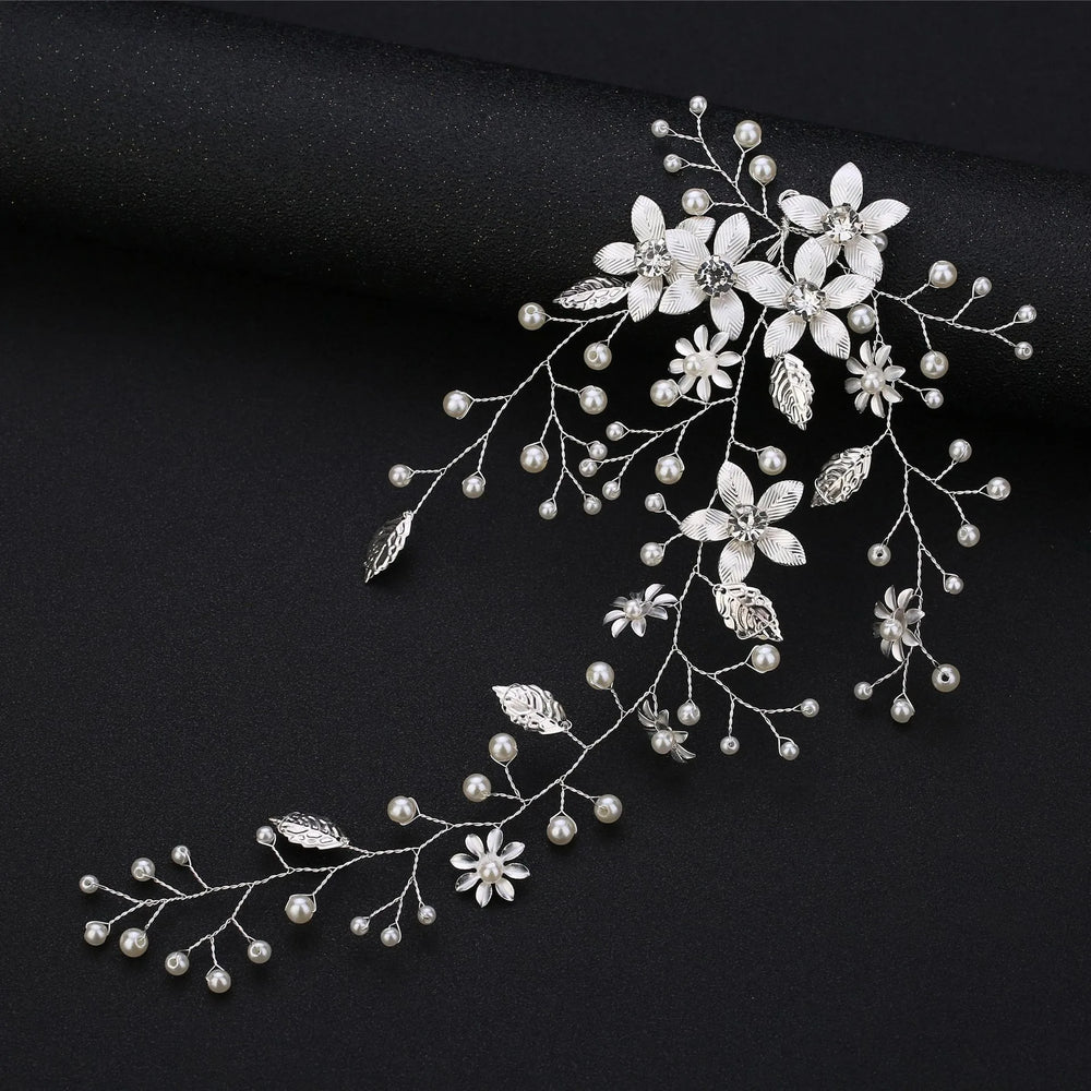Épingle à cheveux fantaisie fleurs et perles