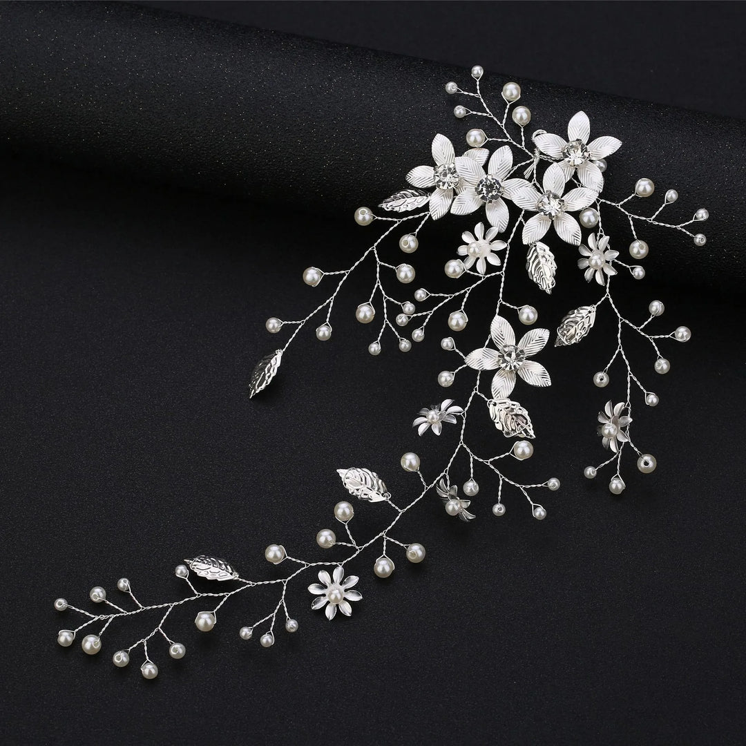 Épingle à cheveux fantaisie fleurs et perles