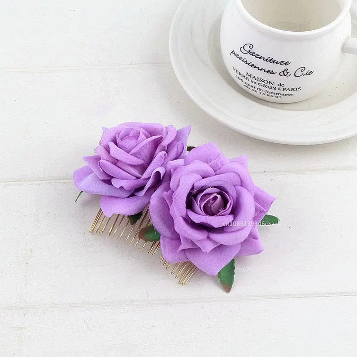 Peigne à Cheveux Fleurs Roses Violet