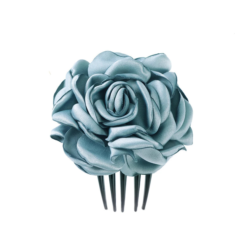 Peigne à Cheveux Rose en Tissu bleu
