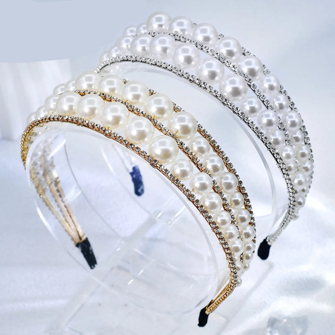 Serre-tête de mariage avec perles et strass élégant pour femme
