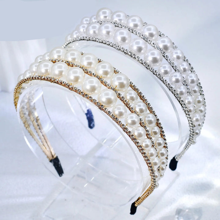 Serre-tête de mariage avec perles et strass élégant pour femme
