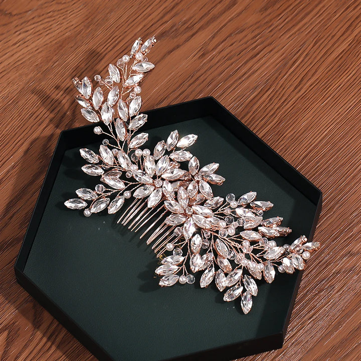 Peigne à Cheveux pour Mariage avec Strass – Accessoire Floral Élégant pour Chignon
