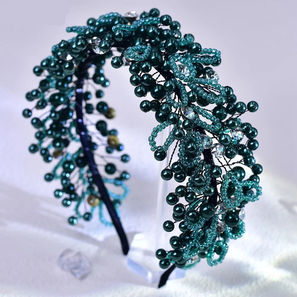 Serre-tête de mariage avec perles et cristaux
