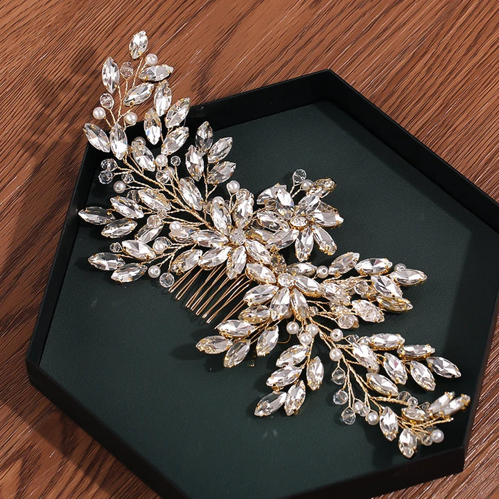 Peigne à Cheveux pour Mariage avec Strass – Accessoire Floral Élégant pour Chignon