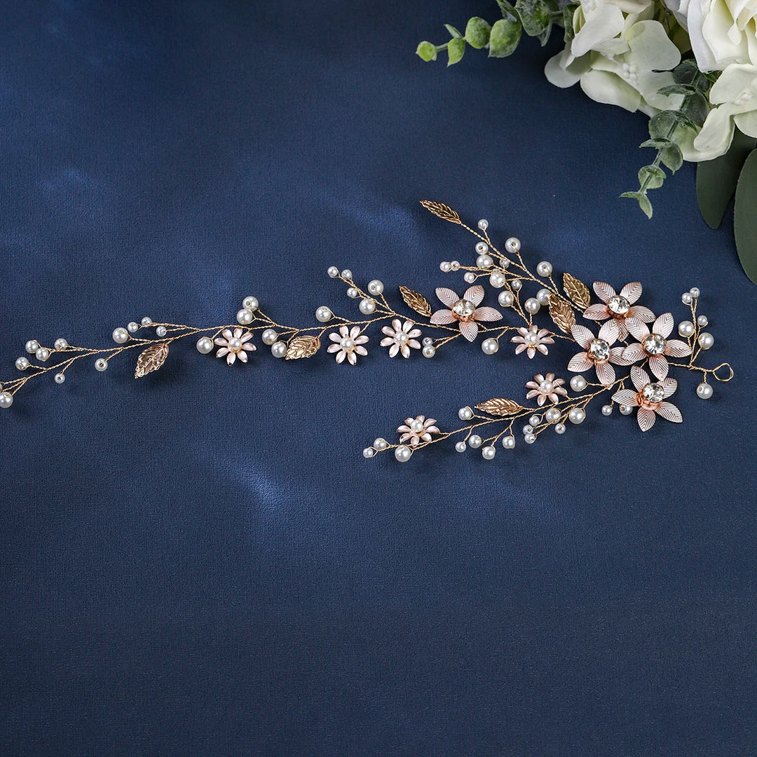 Épingle à Cheveux pour Mariage en Style Bohème Dorée – Élégance Naturelle