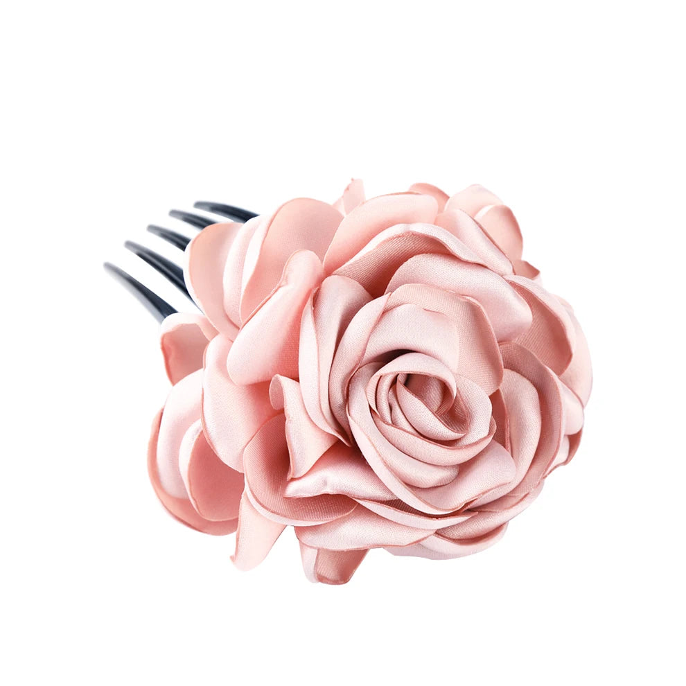 Peigne à Cheveux Rose en Tissu 
