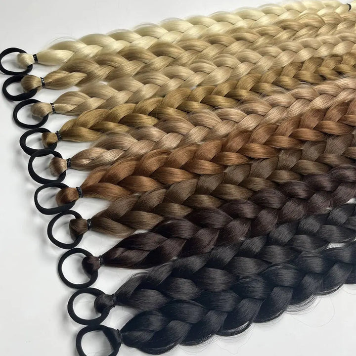 Extension Queue de Cheval Tressée avec Élastique – 60 cm, Postiche Tresse Longue