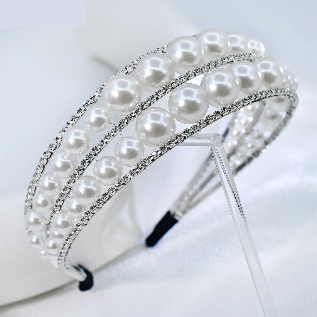 Serre-tête de mariage avec perles et strass élégant pour femme