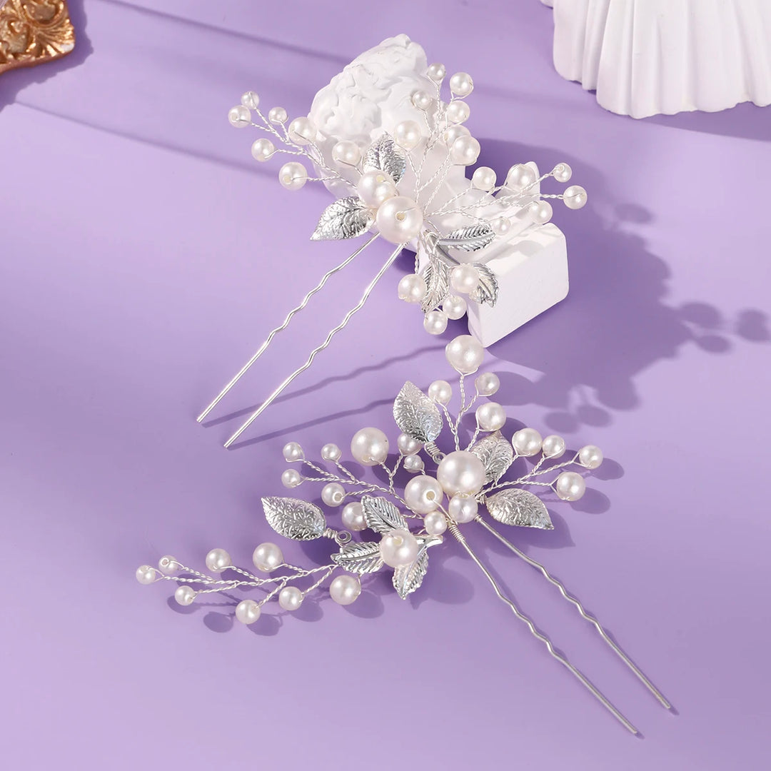 Épingle à cheveux chic fleurs et perles pour mariage