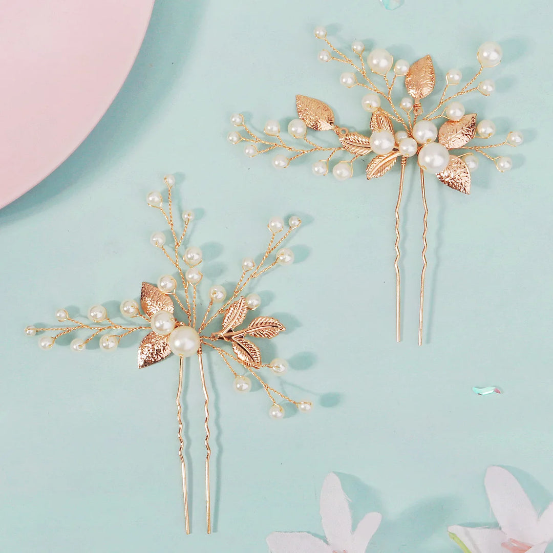 Épingle à cheveux chic fleurs et perles pour mariage