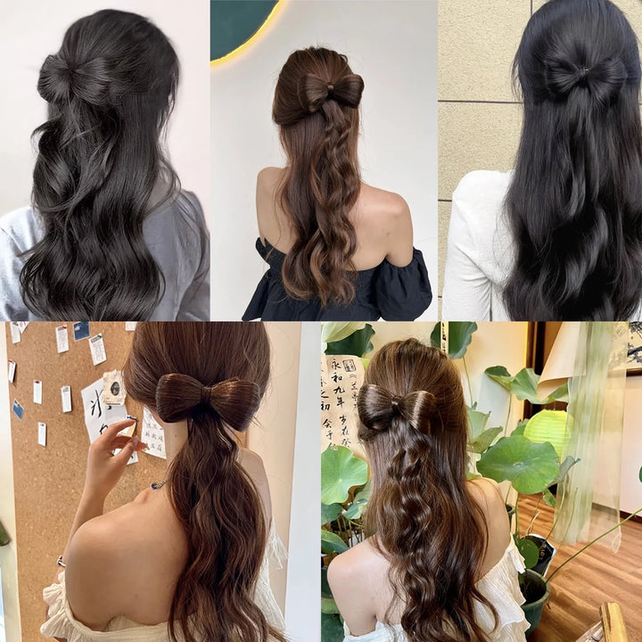 Postiche Cheveux Papillon Nœud - Extension Mèches Ondulées