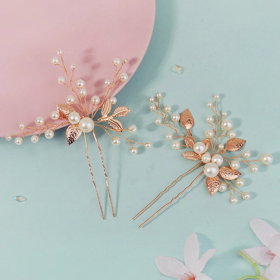 Épingle à cheveux chic fleurs et perles pour mariage