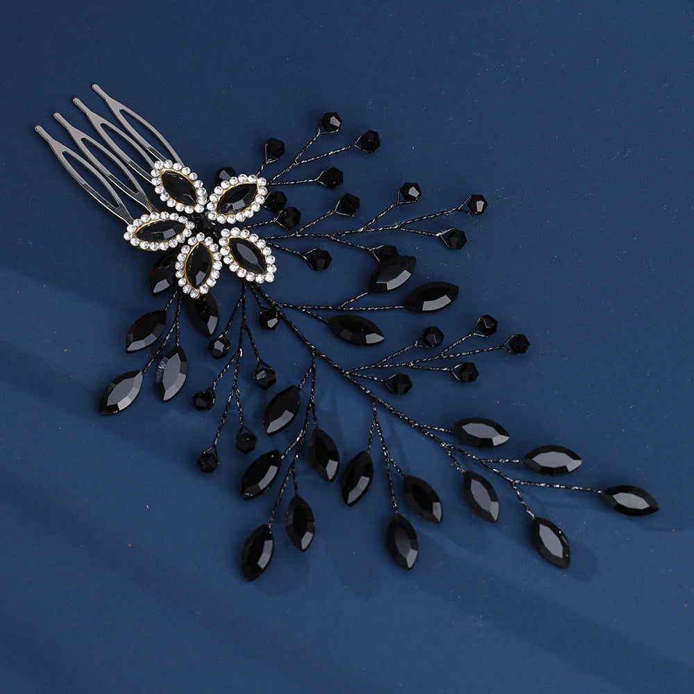 Peigne à cheveux noir chic pour cérémonie