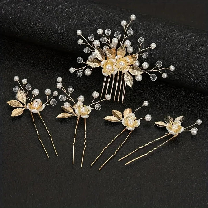 Set de 5 Peignes à Cheveux pour Coiffure de Cérémonie 
