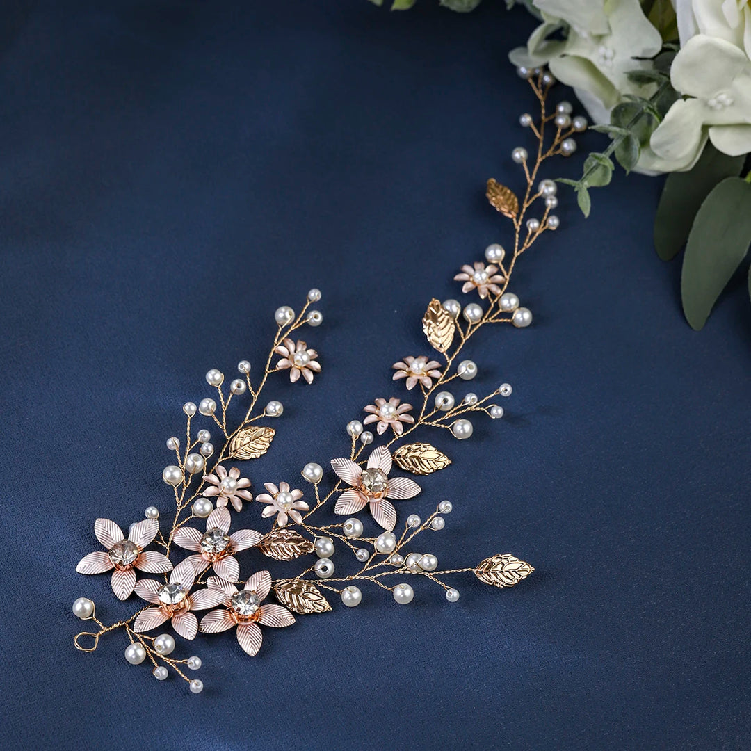 Épingle à Cheveux pour Mariage en Style Bohème Dorée – Élégance Naturelle