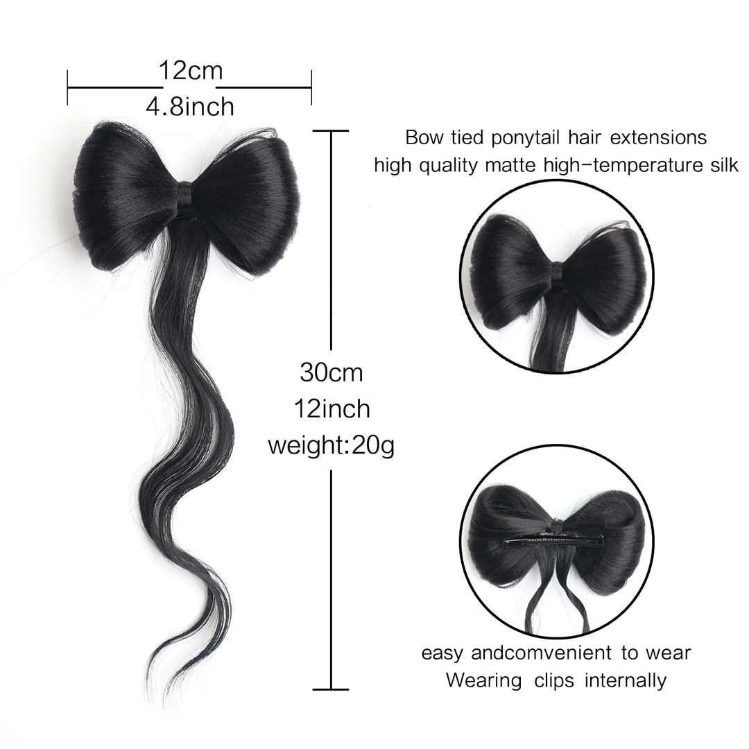 Postiche Cheveux Papillon Nœud - Extension Mèches Ondulées