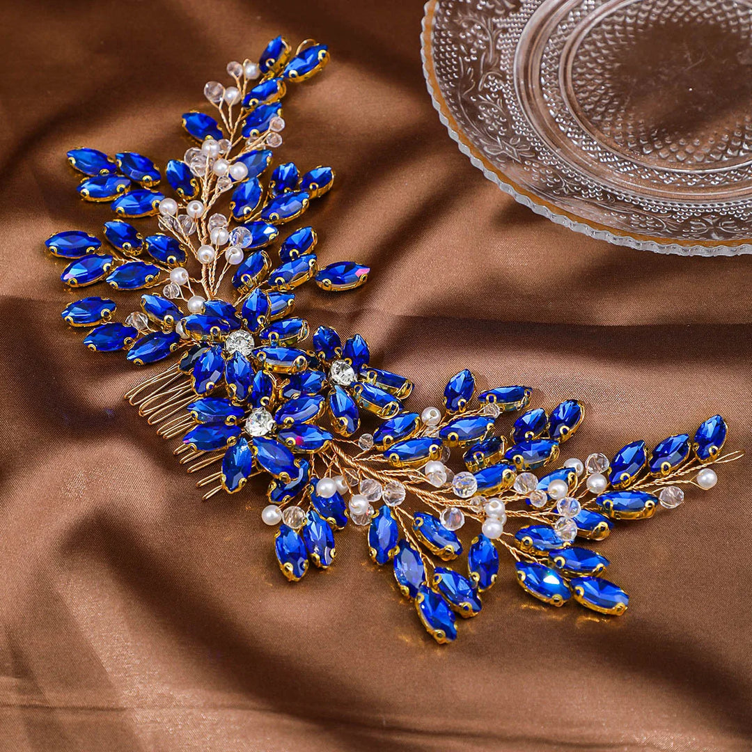 Peigne à Cheveux pour Mariage avec Strass – Accessoire Floral Élégant pour Chignon