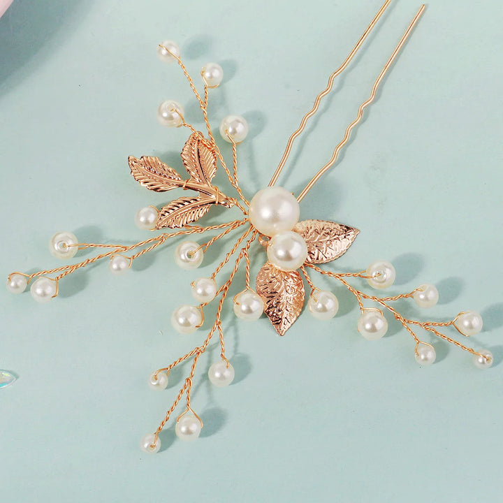 Épingle à cheveux chic fleurs et perles pour mariage