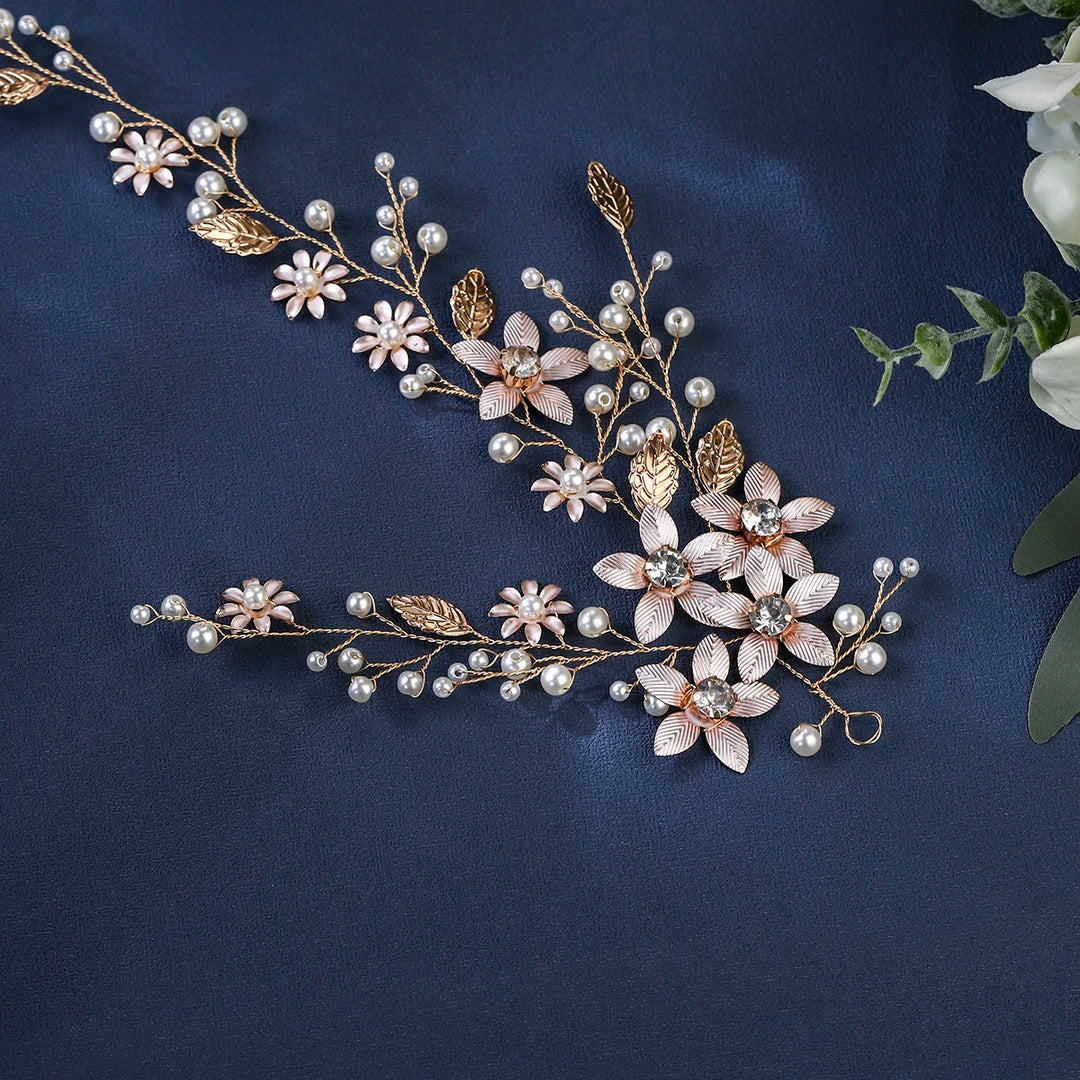 Épingle à Cheveux pour Mariage en Style Bohème Dorée – Élégance Naturelle
