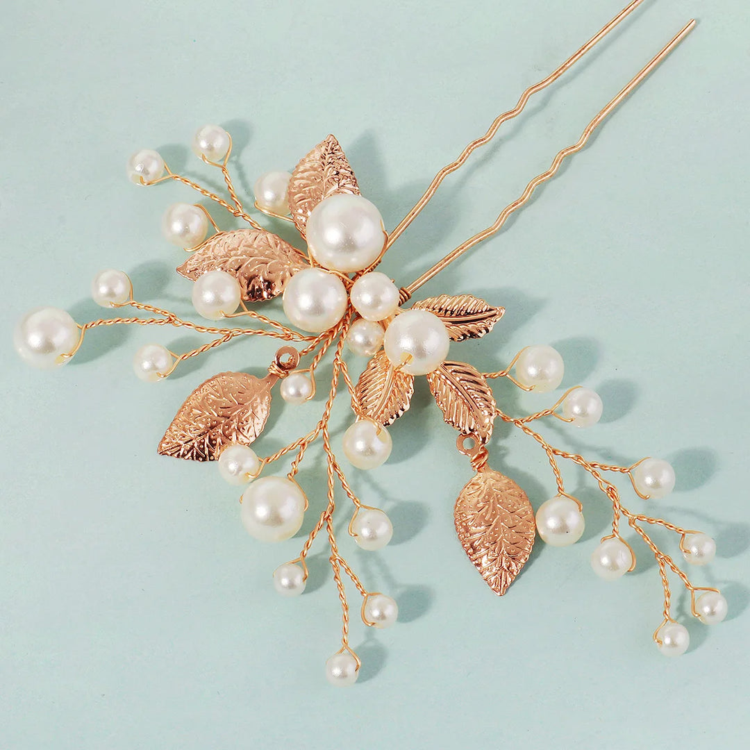 Épingle à cheveux chic fleurs et perles pour mariage
