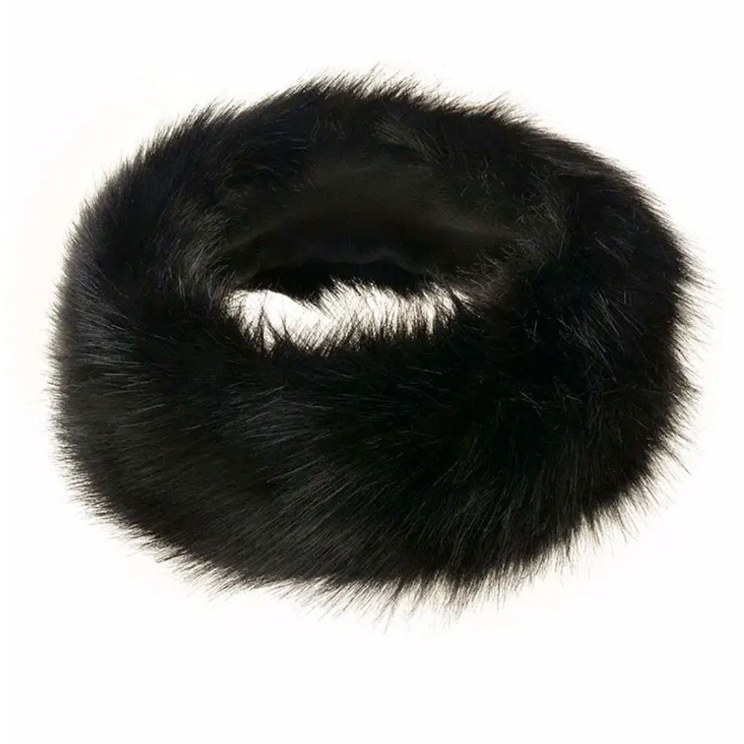 Bandeau Fausse Fourrure Noir d'hiver | Frossia
