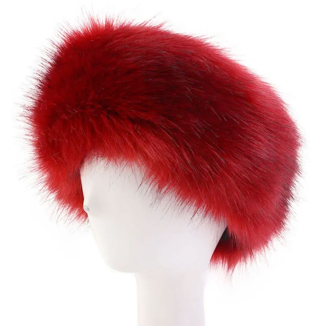 Bandeau Fausse Fourrure Rouge pour Femme | Frossia