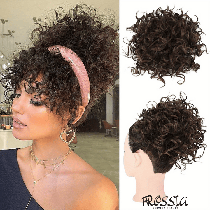 Faux Chignon Bouclé Chatain Foncé | Frossia