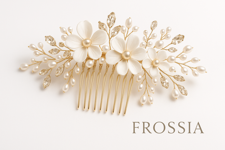 Peigne Mariage Fleur Cristaux - Premium
