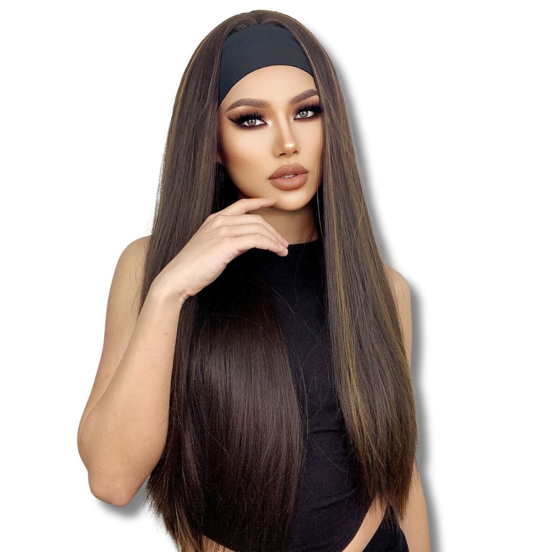 Perruque Bandeau Brune Longue | Frossia