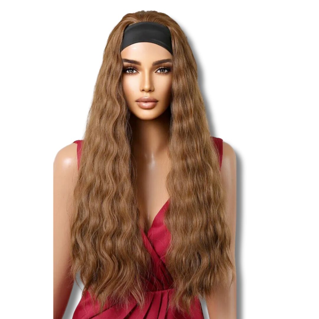 Perruque Bandeau Rousse Ondulée - Éclat Naturel Instantané