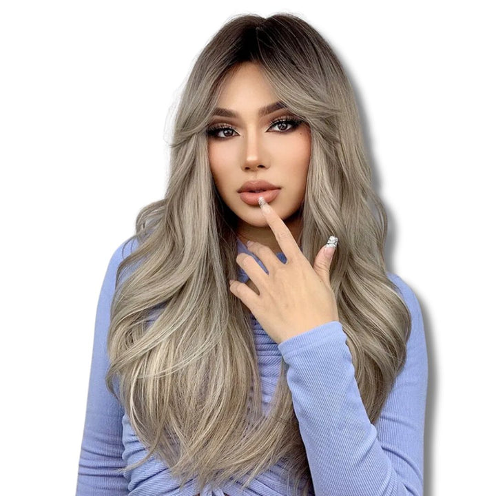 Perruque Longue Ondulée Blond Cendré | Frossia
