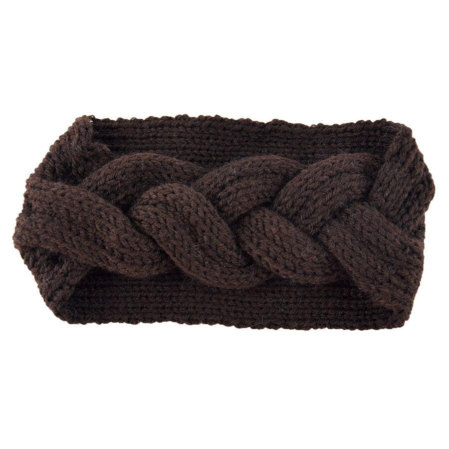 Bandeau Cheveux en Laine Tressé couleur marron| Bandeau cheveux tricot