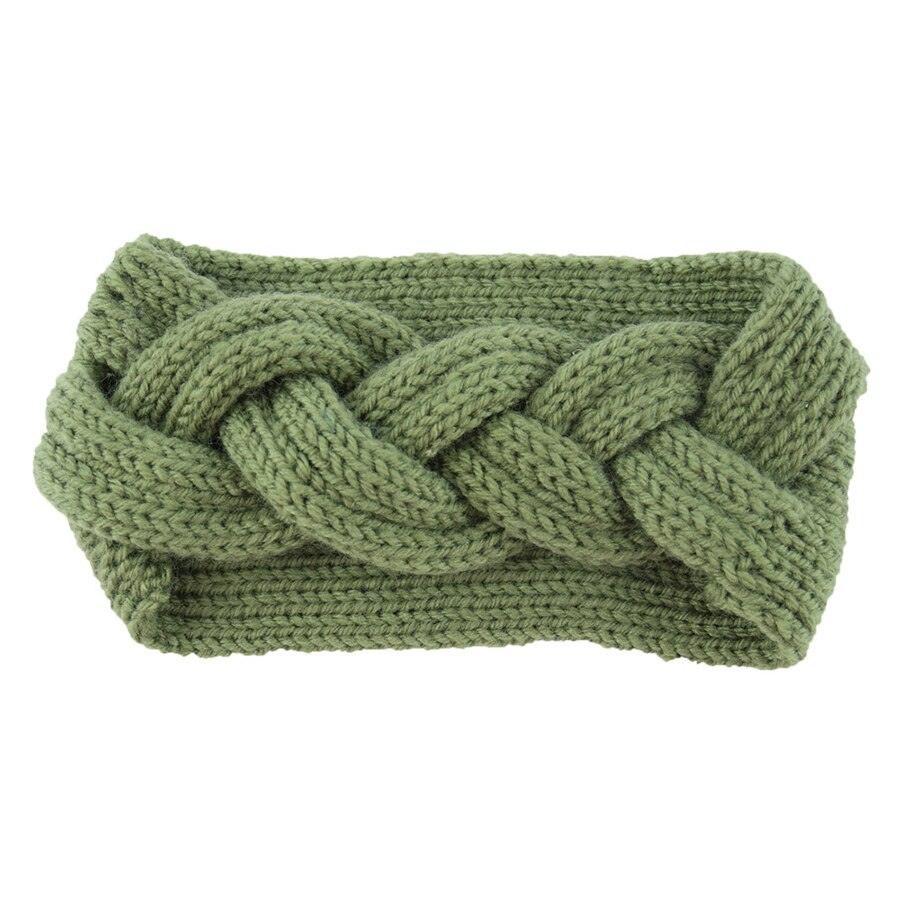Bandeau Cheveux en Laine Tressé couleur vert | Bandeau cheveux femme