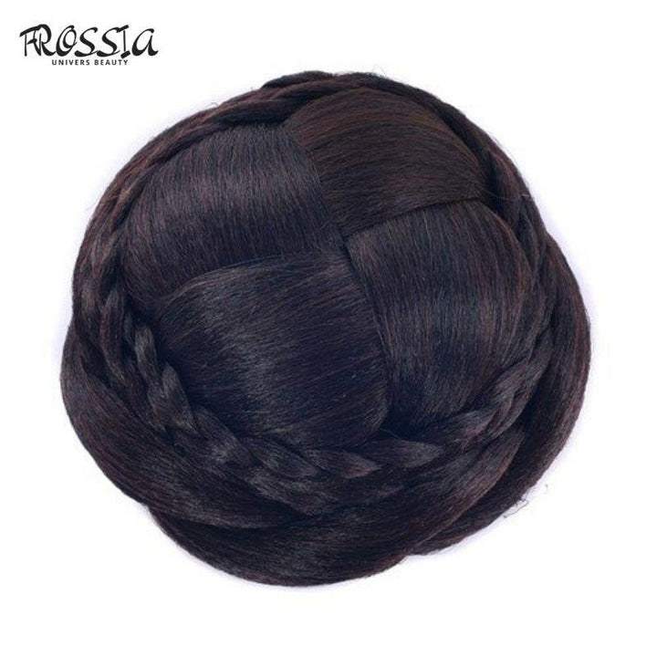 Postiche chignon noir avec tresses collées - Frossia