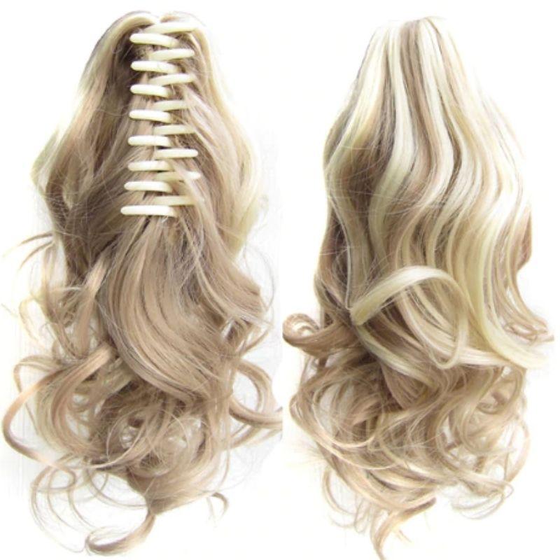 Postiche queue de cheval blond méché | extension cheveux pince crabe