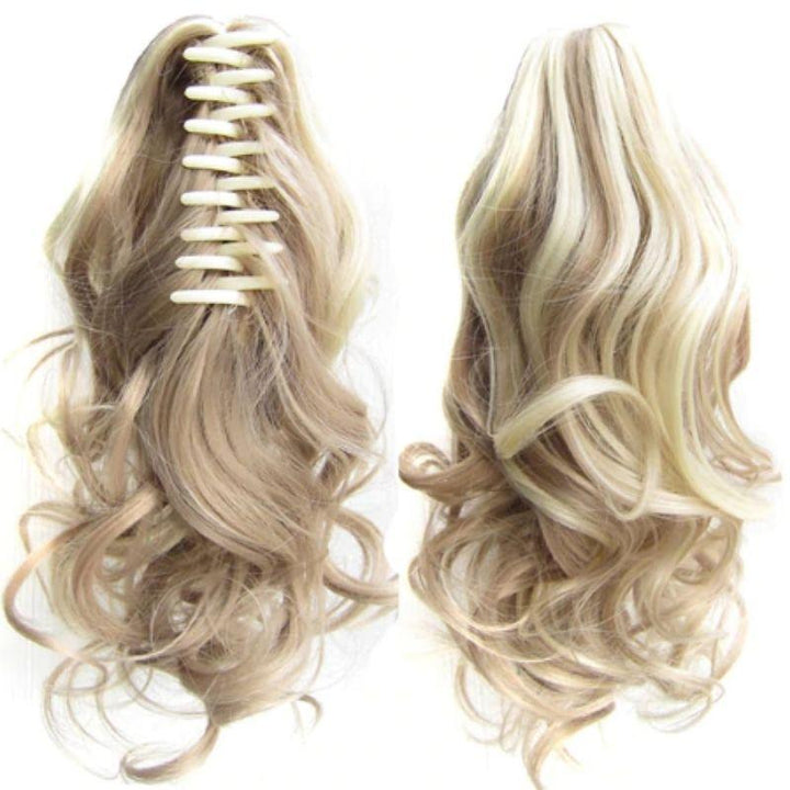 Postiche queue de cheval blond méché | extension cheveux pince crabe