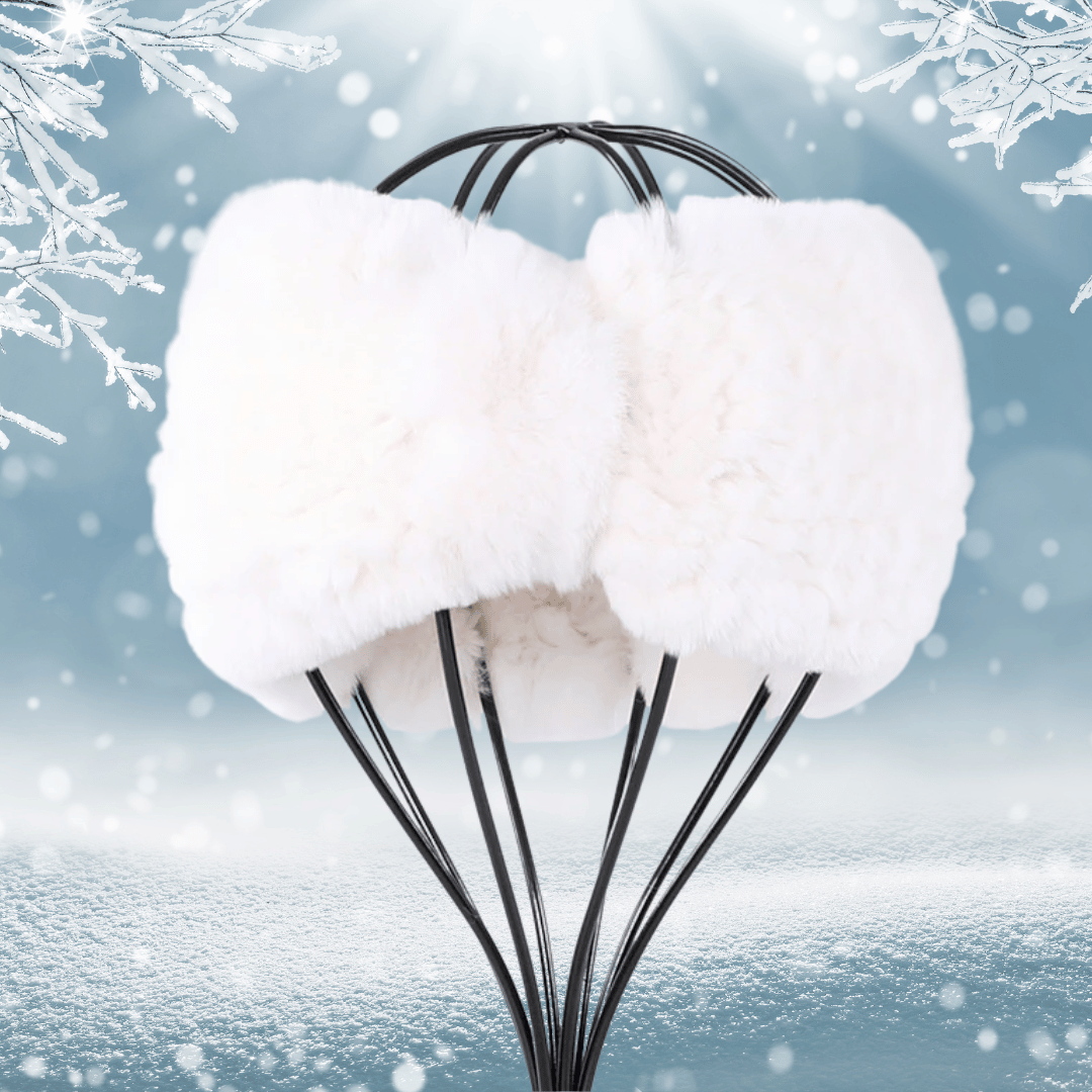 Bandeau en Fourrure de Lapin Blanc avec Nœud | Frossia
