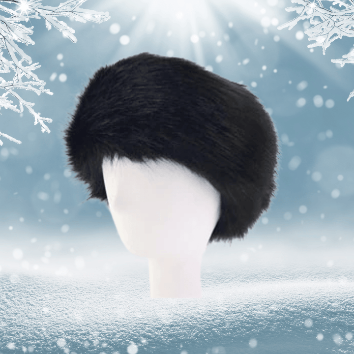 Bandeau en Fausse Fourrure Noir | Frossia