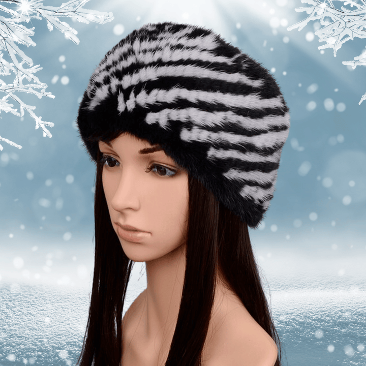 Bandeau Fourrure Femme Gris et Noir | Frossia