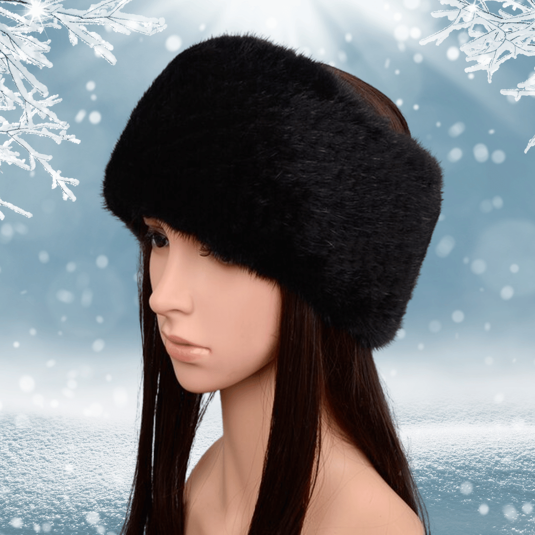 Bandeau en Fourrure Noir pour Femme | Frossia