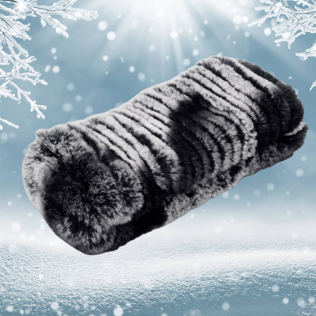 Bandeau Ski Fourrure Noir et Gris | Frossia